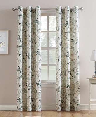 No. 918 Mabel Floral Print Semi-Sheer Grommet Curtain Panel