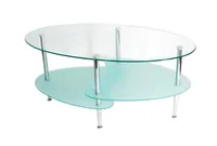 Glass Oval Living Room Metal Coffee Table