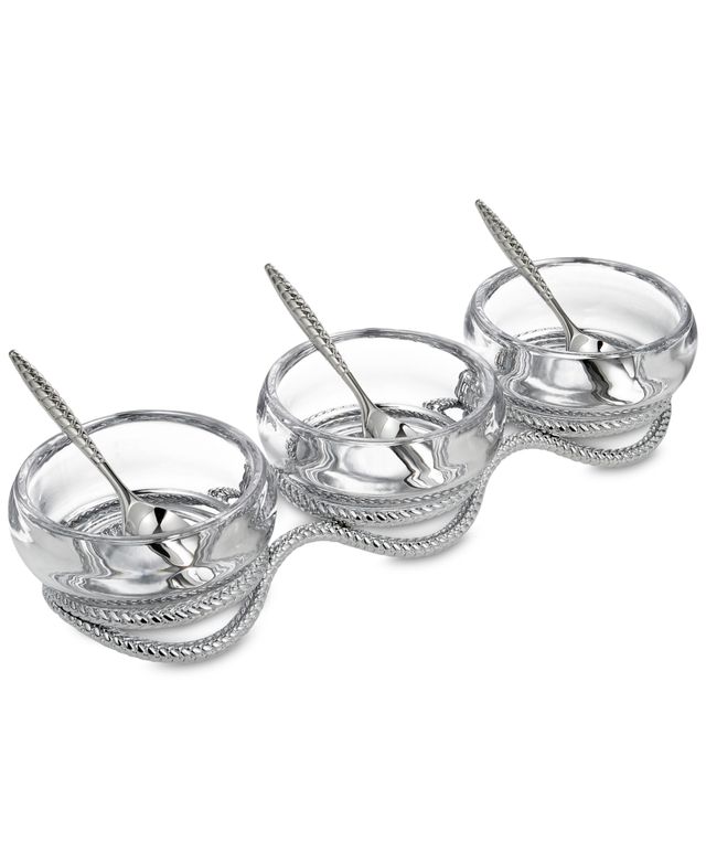 Nambe Braid Triple Condiment Set with Spoons