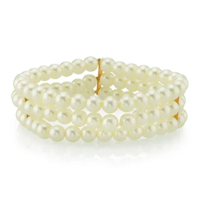2028 Gold-Tone Simulated Pearl 3-Row Bracelet