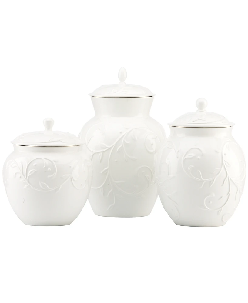 Lenox Opal Innocence Carved Set of 3 Kitchen Canisters