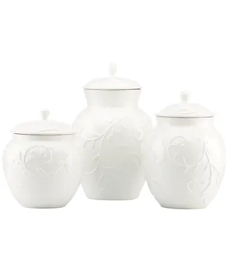 Lenox Opal Innocence Carved Set of 3 Kitchen Canisters