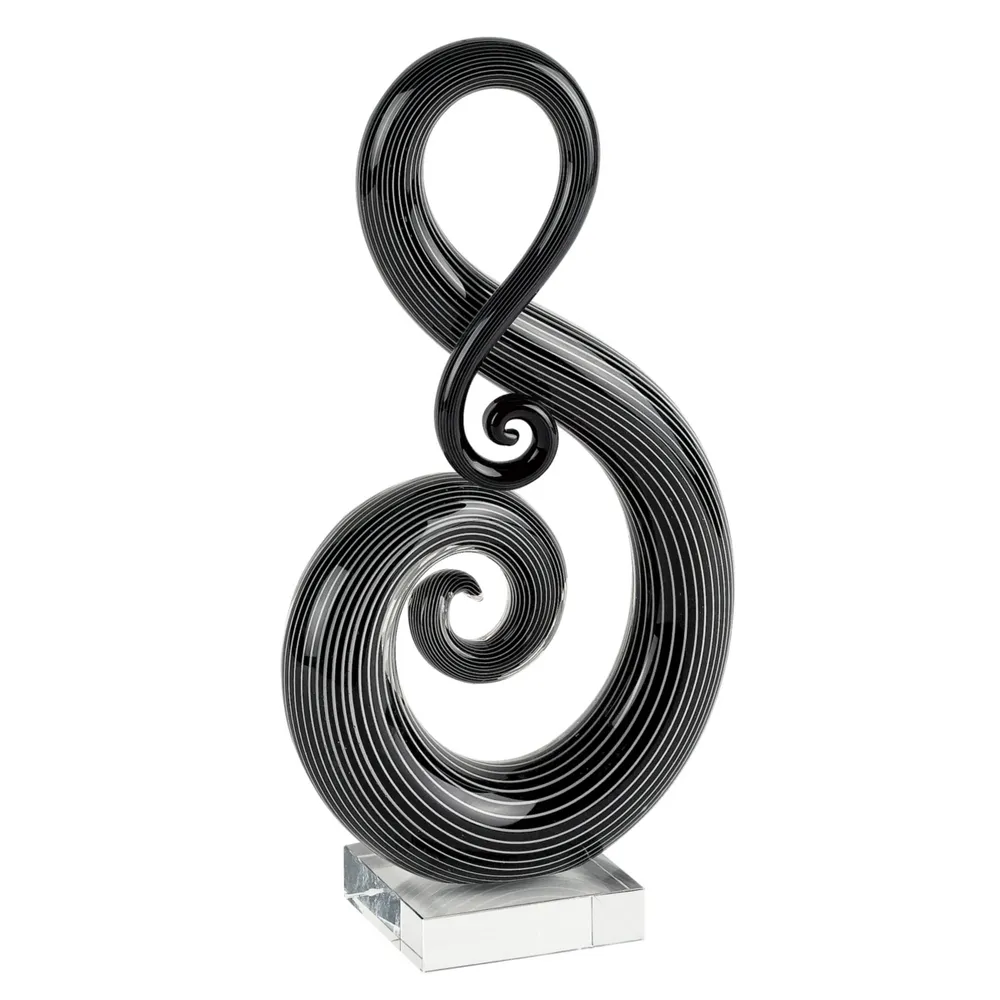 Badash Crystal Black And White Note Art Glass Sculpture