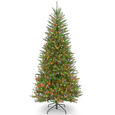 National Tree 7.5' Dunhill Fir Slim Tree with 600 Multicolor Lights