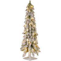 National Tree 36 Snowy Downswept Forestree with Metal Plate and 50 Clear Lights