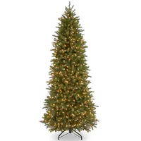 National Tree 6.5' Feel Real Jersey Fraser Pencil Slim Fir Tree with 550 Clear Lights