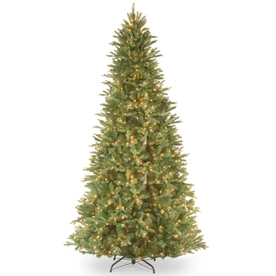 National Tree 9' "Feel Real" Tiffany Fir Slim Hinged Tree with 800 Clear Lights