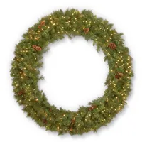 National Tree Company 60" Garwood Spruce Wreath with Pine Cones & 450 Warm White Concave lights