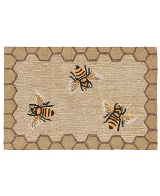 Liora Manne Front Porch Indoor/Outdoor Honeycomb Bee Natural 2' x 3' Area Rug
