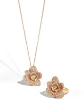 Pave Rose by Effy Diamond Flower Pendant Necklace in 14k Rose Gold (1 1/3 ct. t.w.)