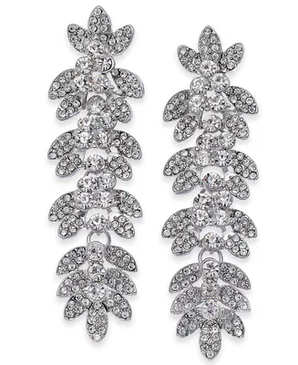I.n.c. International Concepts Silver-Tone Crystal Leaf Linear Drop Earrings, Created for Macy's