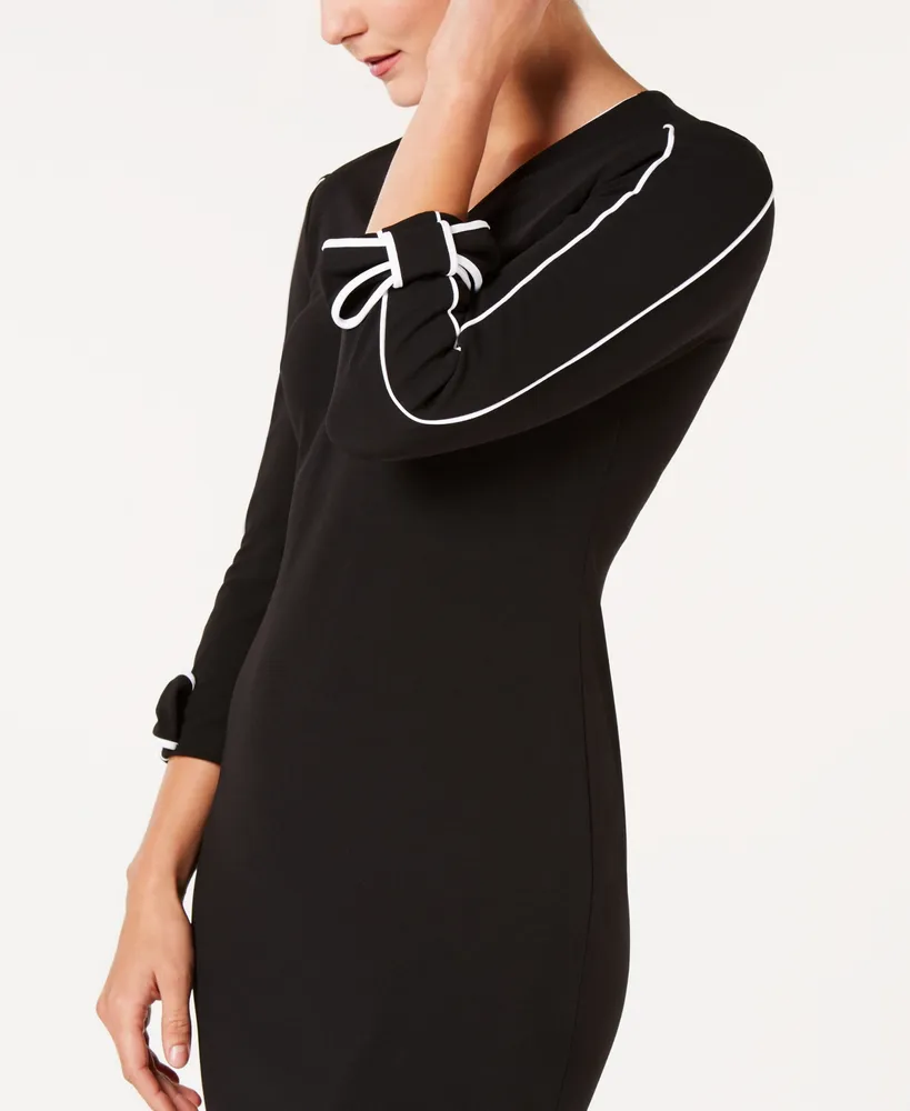 Calvin Klein Piped Bow-Sleeve Sheath Dress