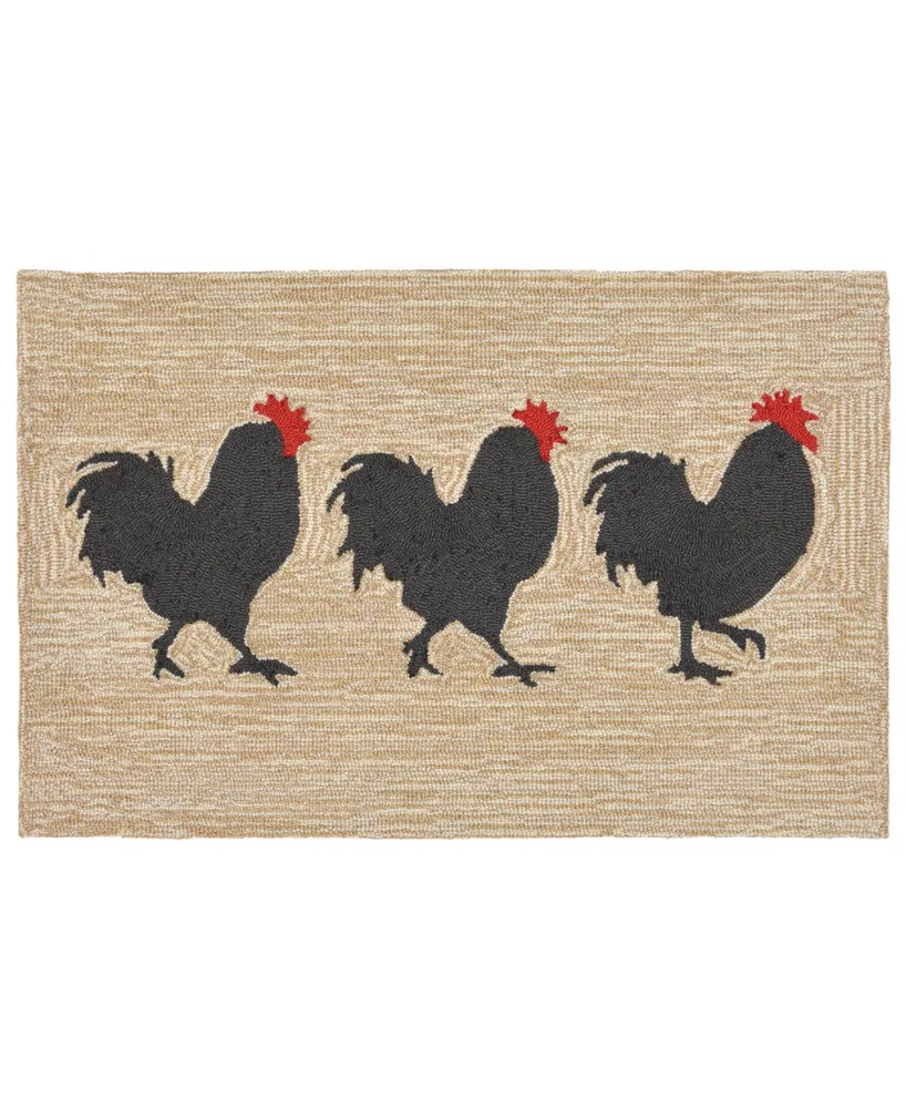 Liora Manne Front Porch Indoor/Outdoor Roosters Neutral 2' x 3' Area Rug