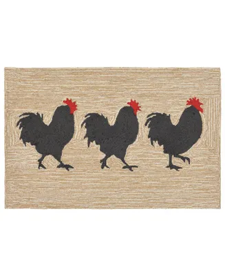 Liora Manne Front Porch Indoor/Outdoor Roosters Neutral 2' x 3' Area Rug