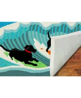 Liora Manne Front Porch Indoor/Outdoor Surfing Dogs Ocean 2' x 3' Area Rug