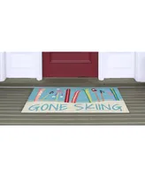 Liora Manne Front Porch Indoor/Outdoor Gone Skiing Blue 2' x 3' Area Rug