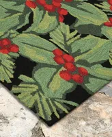 Liora Manne Front Porch Indoor Outdoor Hollyberries Black Area Rugs