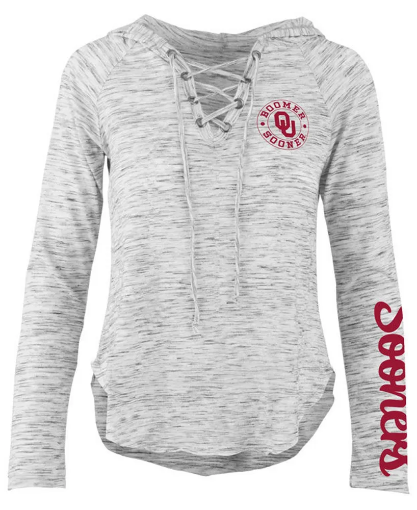 Pressbox Women's Oklahoma Sooners Spacedye Lace Up Long Sleeve T-Shirt