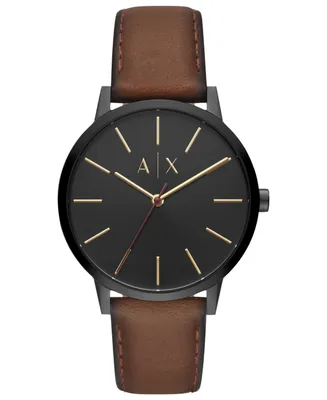 Men's Brown Leather Strap Watch 42mm