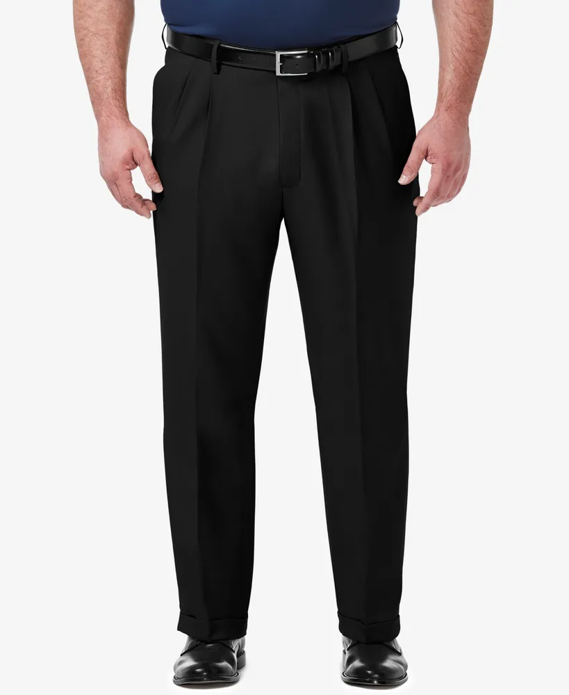 Haggar Men's Big & Tall Premium Comfort Stretch Classic-Fit Solid Pleated  Dress Pants - Macy's