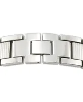 Legacy for Men by Simone I. Smith Crystal Accent Textured Link Bracelet in Stainless Steel