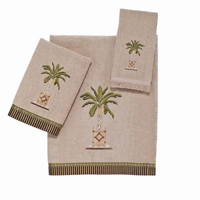 Avanti Banana Palm Embroidered Cotton Bath Towel, 27" x 50"
