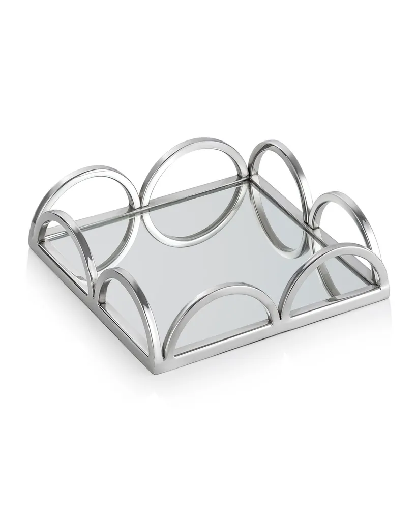 Classic Touch 8" Mirrored Napkin Holder With Side Bars