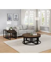 Alaterre Furniture Arcadia Wood 42" Round Coffee Table with Nesting Tables