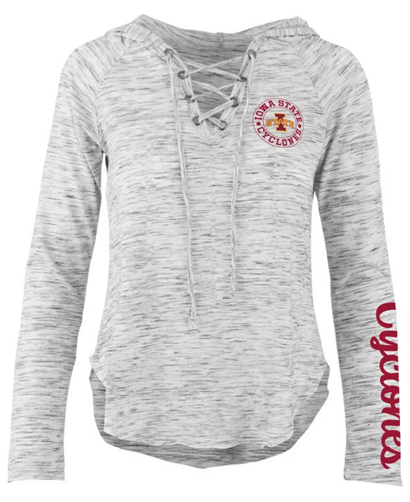 Pressbox Women's Iowa State Cyclones Spacedye Lace Up Long Sleeve T-Shirt