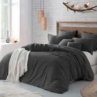 Cathay Home Inc. Microfiber Washed Crinkle Duvet Cover Set, Full/Queen