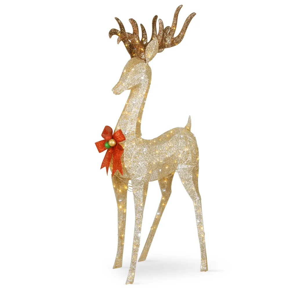 National Tree Company 74" Pre-lit Crystal Champagne Standing Buck