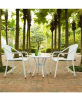 Palm Harbor 3 Piece Outdoor Wicker Cafe Seating Set - 2 Stacking Chairs And Round Side Table