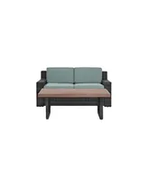 Beaufort 2 Piece Outdoor Wicker Seating Set With Mist Cushion - Loveseat, Coffee Table
