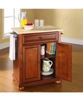 Alexandria Natural Wood Top Portable Kitchen Island