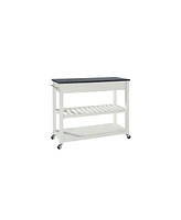 Solid Granite Top Kitchen Cart Island With Optional Stool Storage