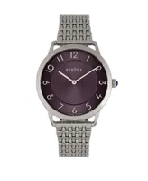 Bertha Quartz Abby Collection Silver And Black Stainless Steel Watch 33Mm