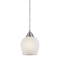 Elk Lighting Fusion White Pendant in Satin Nickel