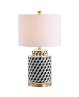 Jonathan Y Ellie 24.5" Tumbling Block Ceramic,Metal Led Table Lamp