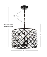 Jonathan Y Gabrielle 16" Crystal,Metal Led Pendant Oil-Rubbed