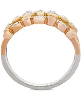 Wrapped Diamond Tricolor Triple Band Ring (1/4 ct. t.w.) in 14k Gold, White & Rose Gold, Created for Macy's