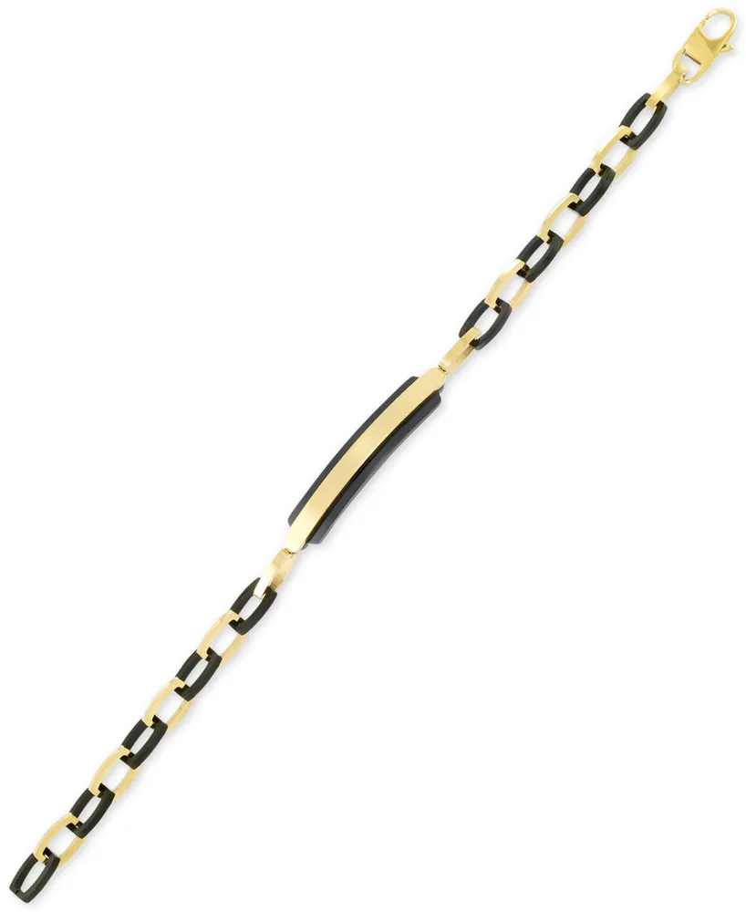 Legacy for Men by Simone I. Smith Two-Tone Id Plate Bracelet in Black & Yellow Ion-Plated Stainless Steel