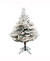 Vickerman 3.5 ft Flocked Alberta Artificial Christmas Tree Unlit