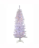 6.5' X 30" White Boise Pine Tree 200 Clear Lights, Metal Stand