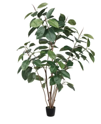 Vickerman 5' Potted Artificial Green Rubber Tree