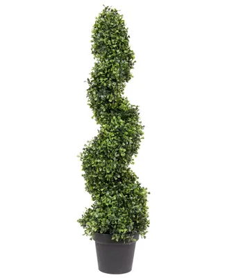 Vickerman 3' Artificial Potted Green Boxwood Spiral Tree