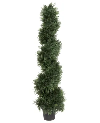 Vickerman 4' Artificial Potted Green Cedar Spiral Tree