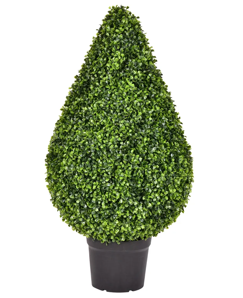 Vickerman 36" Artificial Boxwood Teardrop Shaped Bush and Pot