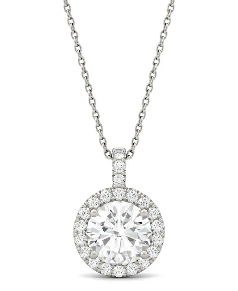 Moissanite Round Halo Pendant (2-1/5 ct. t.w. Diamond Equivalent) in 14k White Gold