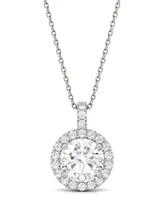 Moissanite Round Halo Pendant (2-1/5 ct. t.w. Diamond Equivalent) in 14k White Gold