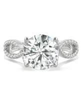 Moissanite Round Twisted Shank Ring (2-9/10 ct. tw. Diamond Equivalent) 14k White Gold